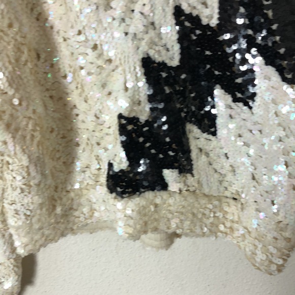 Vintage Sak Fifth Avenue SEQUIN SWEATER abstract Metalic pullover black … - Picture 8 of 11